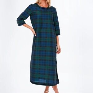 Tuckernuck Jamie Velvet Trimmed Plaid Blackwatch Midi Dress Size S NEW